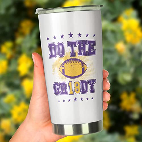 Justin Minnesota Jefferson Griddy Insulated 20oz Stainless Steel Tumbler with Lid - Football Fan Gift