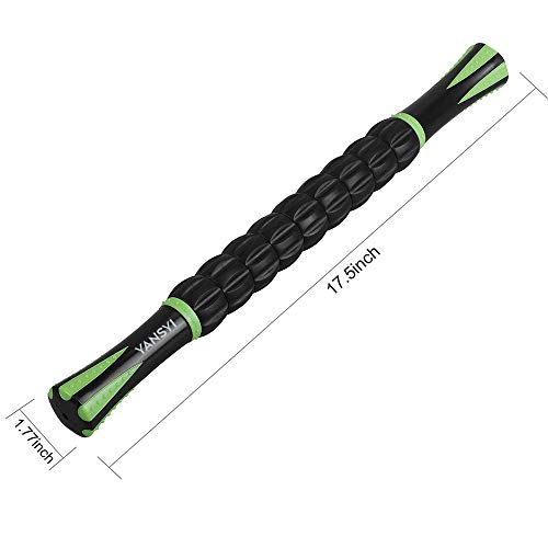 Deep Tissue Massage Stick - 9-Roller Muscle Recovery Tool - Black