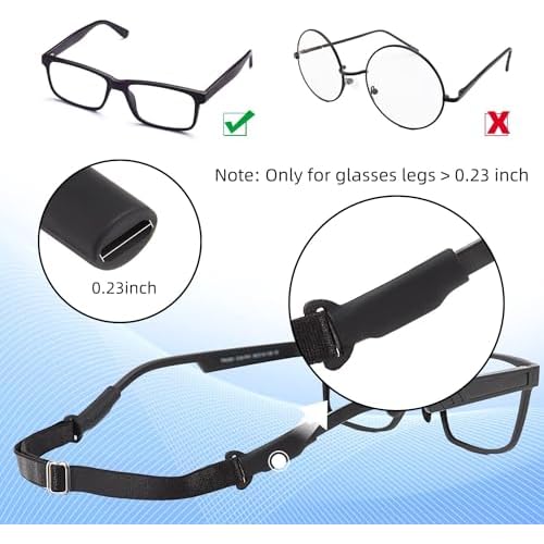 Adjustable Glasses Straps - 3 Pack No Tail Eyewear Retainer for Men, Women, Kids ? Fits Eyeglasses & Sunglasses