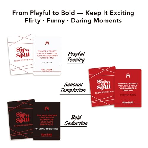 Couples Card Game - Sip & Spill with 120 Dares & Decision Coin