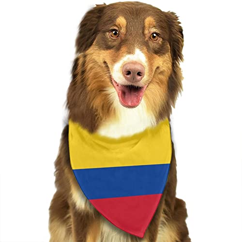 Colombia Flag Dog Bandana - Adjustable Triangle Scarf for Pets