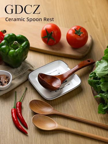 Ceramic Spoon Rest for Kitchen Counter - 4.75 Inch, White