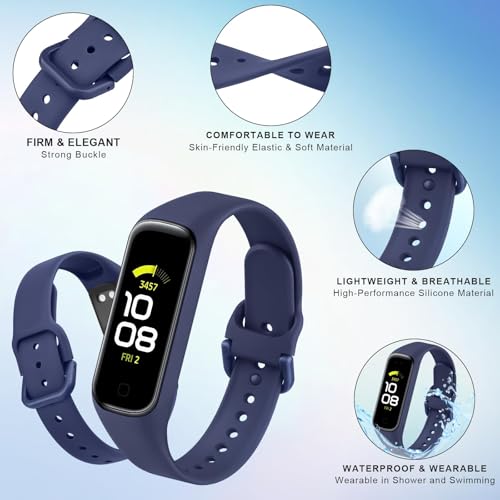 Silicone Sport Replacement Bands for Samsung Galaxy Fit 2 - Black, Dark Grey, Navy Blue