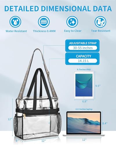 Clear Stadium Tote Bag 12x6x12 Inches – Paxiland Stadium Approved