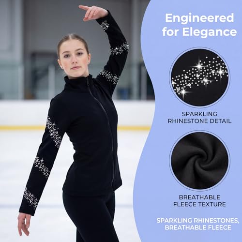 Black Ice Figure Skating Training Jacket for Girls 4-6 Years