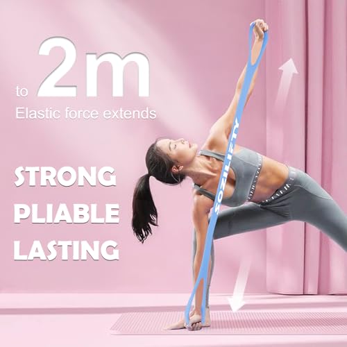 Figure 8 Resistance Band - Upgraded Blue Elastic Stretch Bands with Storage Bag for Home Workouts