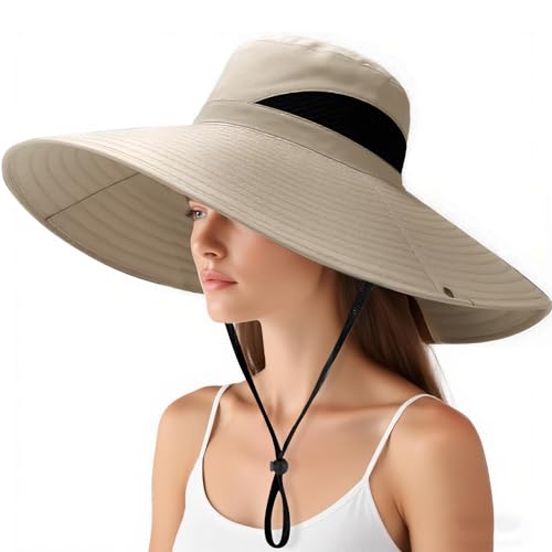 Herolland Khaki Wide Brim UPF50+ Waterproof Bucket Hat for Men & Women - Fishing, Hiking, Camping