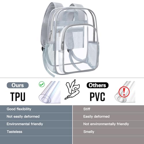 HEEYA Clear Backpack Heavy Duty Transparent Backpack for Security, Sports, Work, Travel, Stadium