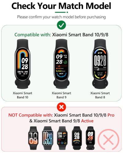 Replacement Straps for Xiaomi Smart Band 10/9/8 - 3-Pack TPU (Black, Dark Grey, Navy Blue)