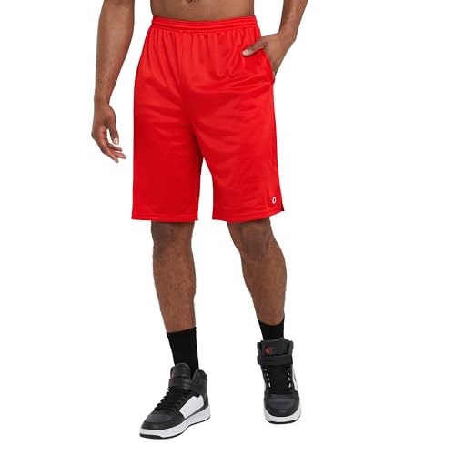 Men's Mesh Gym Shorts - Lightweight Athletic Shorts - Standard / Large / Crimson