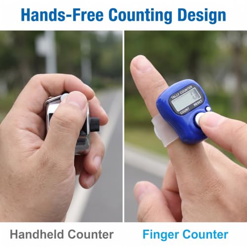 LED Digital Finger Counter - Handheld Tally Clicker with Ring - Blue