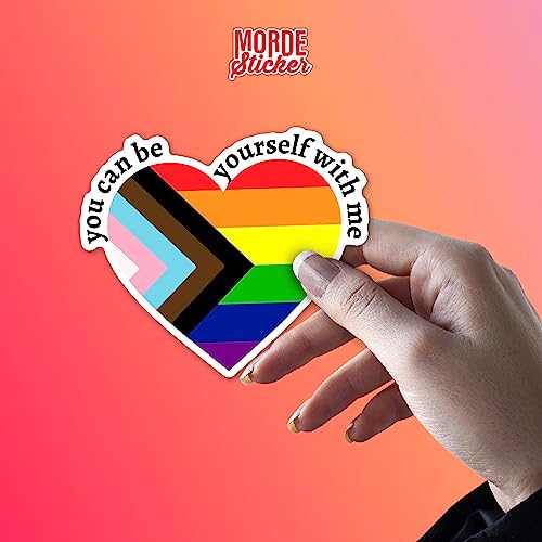 You Can Be Yourself with Me Sticker - 2 Inch Rainbow Pride