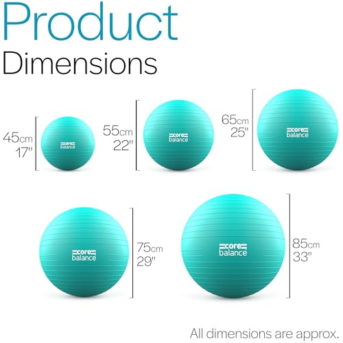 Stability Exercise Ball for Yoga & Fitness - 23-26in | Teal