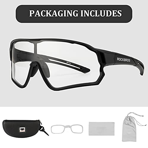 Photochromic Cycling Sunglasses for Men - Lightweight Black