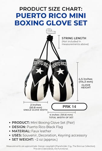 Puerto Rico Flag Boxing Gloves - Black Edition Car Accessory