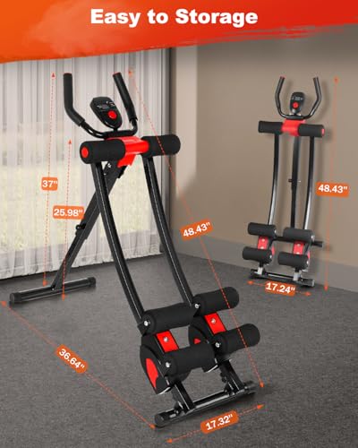 Dual Track Ab Machine for Home Gym - Adjustable & Foldable - Black