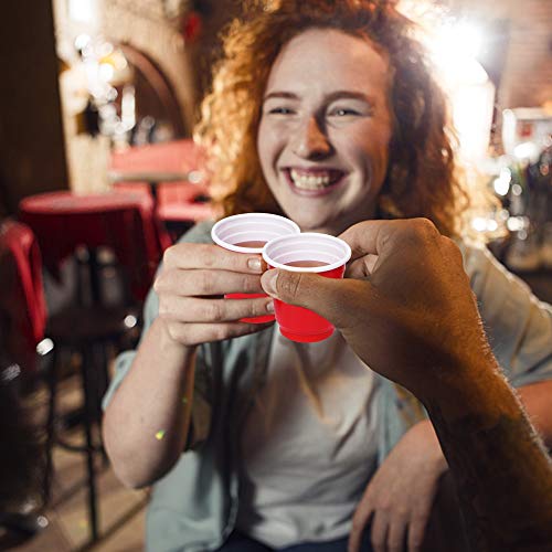 Mini Disposable Shot Cups - 120ct Small Red Plastic 2oz