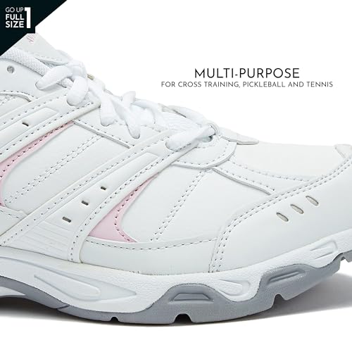 Womens Sneakers with Arch Support - 9.5 Wide Bright White/Pink