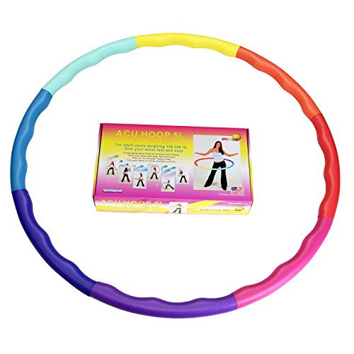 Weighted Hula Hoop for Weight Loss - 5 Pound Large, Rainbow Colors