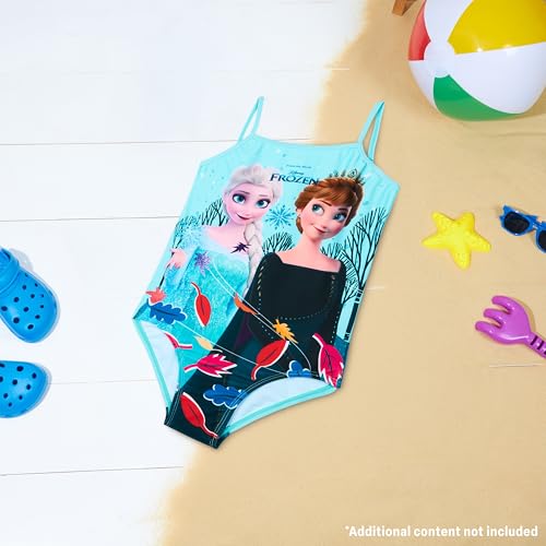 Girls One-Piece Swimsuit Stretchy Bathing Suit - Blue Frozen, 9-10 Years