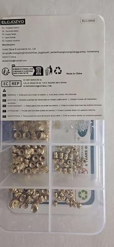 ELCJDZYO 300Pcs Threaded Inserts M2 M2.5 M3 M4 M5 M6 Brass Heat Set Insert for Plastic and 3D Printing Components