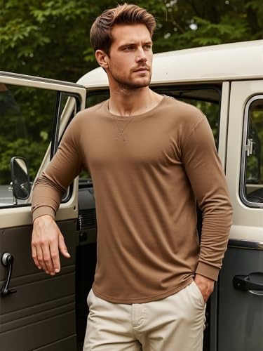 Men's Thermal Long Sleeve Crew Neck Undershirt - XX-Large Khaki