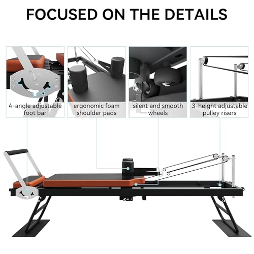 Foldable Pilates Reformer Machine for Home & Gym Use - 250 lbs