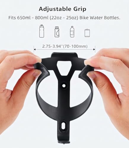 Bike Water Bottle Holder Matte Black Nylon Ultralight & Sturdy Cup