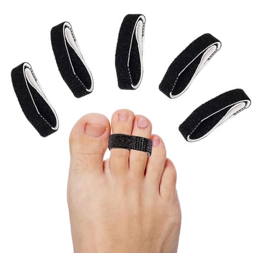 Finger Straps Buddy Tape 10 Pack - No Slip Padded Support for Injured Fingers - One Size / Black