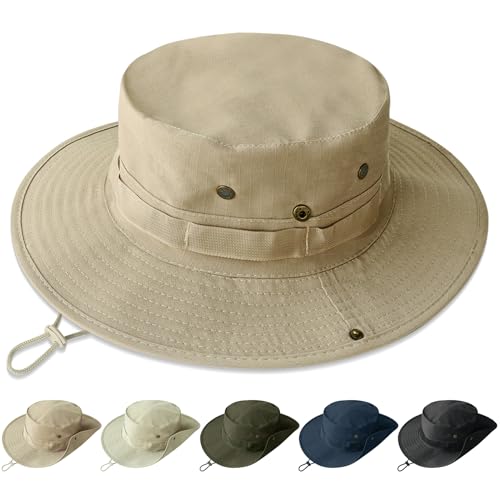 Sun Boonie Hat for Men - UPF 50+ Bucket Hat - Classic Khaki