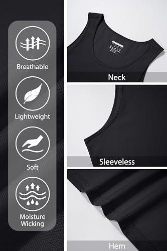 Magnivit Men's Black Large Cotton Workout Sleeveless Muscle Shirt - Quick Dry Activewear
