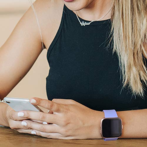 AK 6 Pack Sport Bands for Fitbit Versa 2/Versa/Versa Lite/SE Small - Olive Green/Blue/Black/Purple/Lavender/Peach