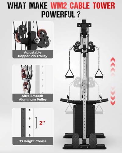 Cable Crossover Machine with Adjustable Pulley System - Dark Black