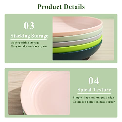 Berglander 9 Inch Plastic Deep Dinner Plates Set of 8 - Reusable, Unbreakable, BPA-Free, Microwave & Dishwasher Safe