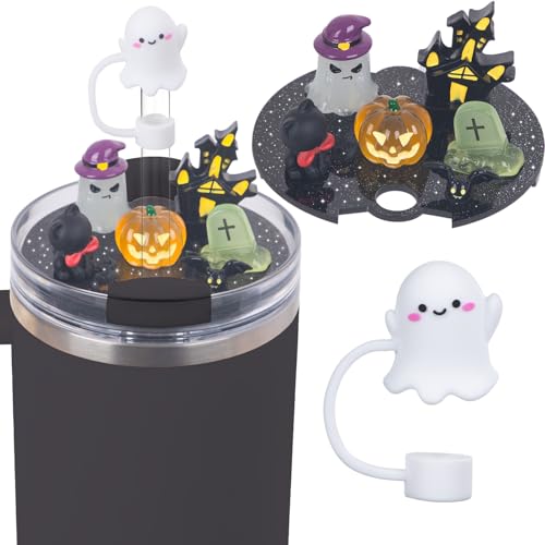 LA KEN DU 40oz Halloween Stanley Cup Charm Lids & Straw Cover — Glow-in-the-Dark Tumbler Accessories
