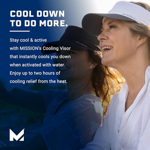 MISSION Black Cooling Stretchy Visor - Unisex Sun Hat with No Slip Band, UPF 50 UV Protection