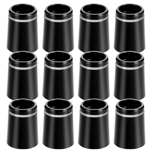 Golf Ferrules - 12 Pcs Black 0.335 Inch Tip with Silver Ring