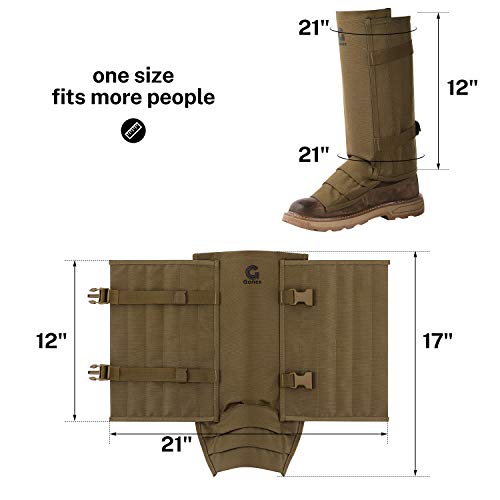 Snake Gaiters for Men & Women - Adjustable, Waterproof, 1000D Oxford