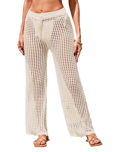 BreathSunny Women's Beach Cover Up Pants - Small Cream White