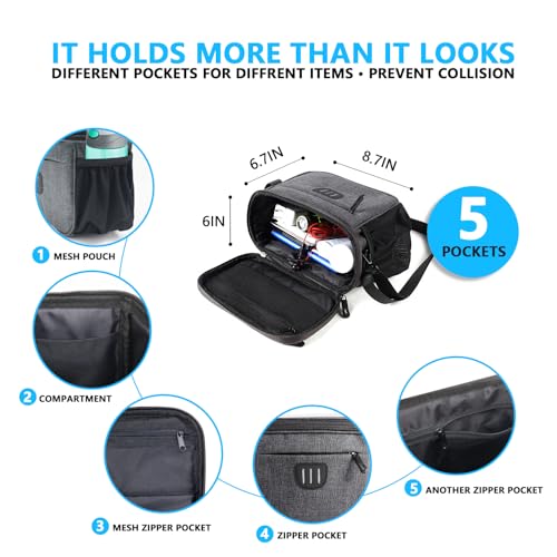 Bike Handlebar Bag with Rain Cover & Shoulder Strap - Bicycle Storage Organizer