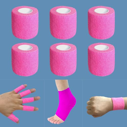 2 Inch Self Adhesive Bandage Wrap - 6 Pack, Pink