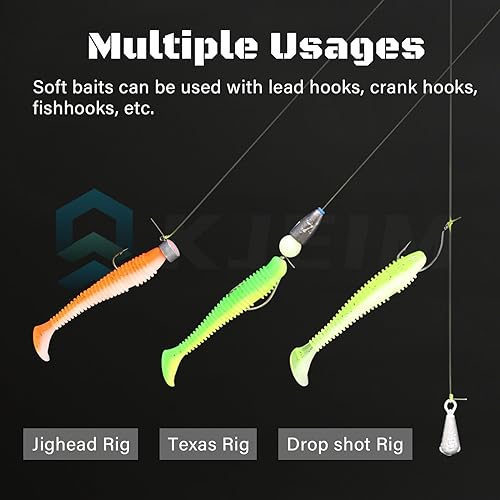 Paddle Tail Swimbaits - 50 PCS 3-Inch Soft Plastic Fishing Lures, Multicolor