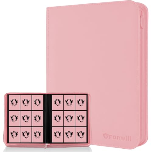 Premium 9-Pocket Trading Card Binder - 360 Capacity, Waterproof, Pink