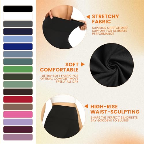 High Waisted Yoga Leggings for Women - Tummy Control Compression - Small-Medium, Black