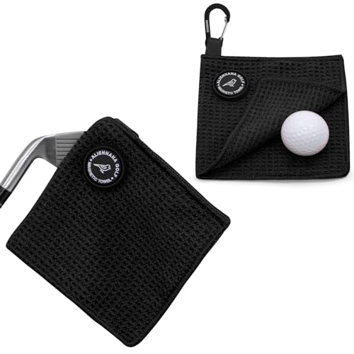 Aliennana Black Magnetic Golf Towel - Clip-On Microfiber Golf Accessories