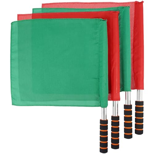 4-Piece Soccer Referee Flags Set with Sponge Handle & Steel Pole