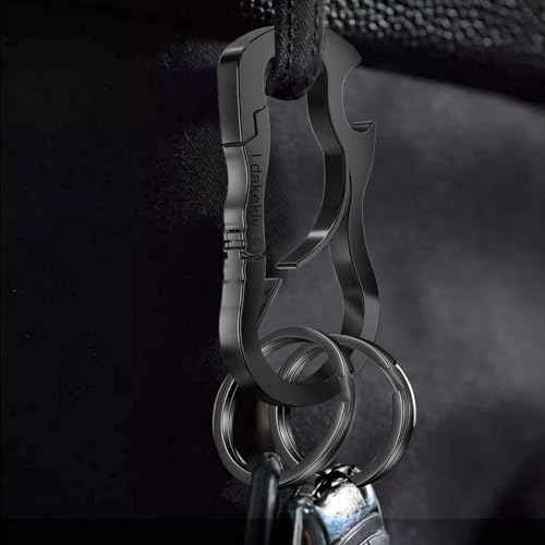 Zinc Alloy Carabiner Keychain with Bottle Opener - Black