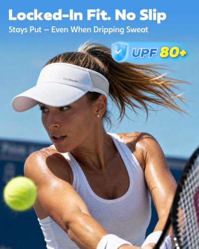 Sport Sun Visor Hat - Lightweight Quick Dry for Men & Women - Medium / White