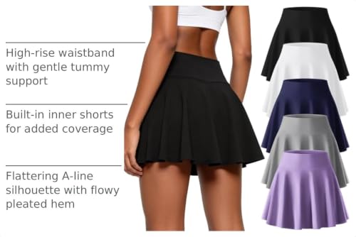 CE' CERDR 3/5 Pack Womens Skorts Pleated Golf Tennis Skirts with