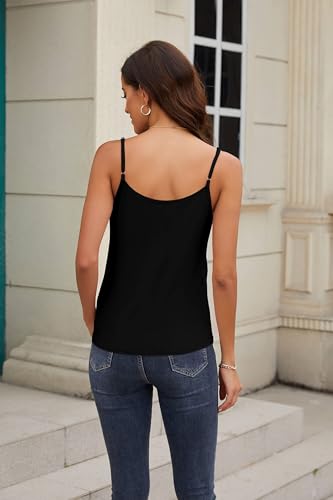 Lightweight Adjustable Spaghetti Strap Tank Top - Black, Large